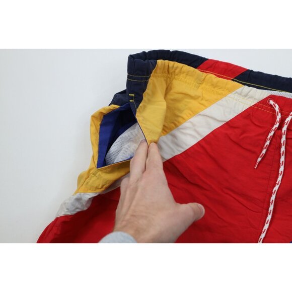 AS IS Vtg 90s Nautica Mens 2XL Spell Out Color Block Lined Shorts Swim Trunks - Picture 5 of 10